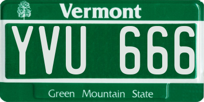 VT license plate YVU666