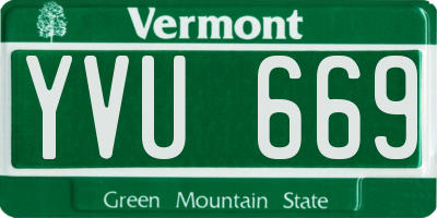 VT license plate YVU669