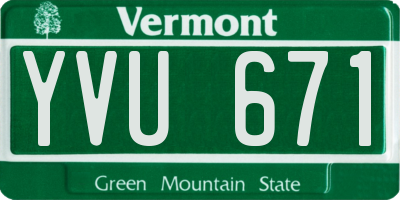 VT license plate YVU671