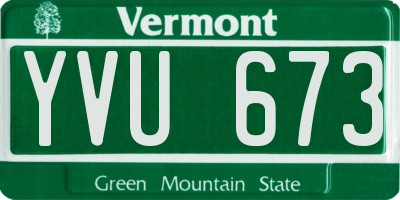 VT license plate YVU673