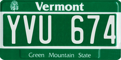 VT license plate YVU674
