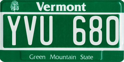 VT license plate YVU680