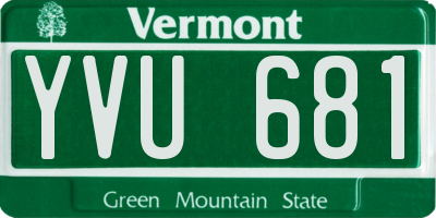 VT license plate YVU681
