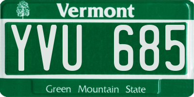 VT license plate YVU685