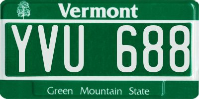 VT license plate YVU688