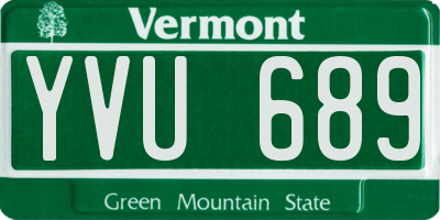 VT license plate YVU689