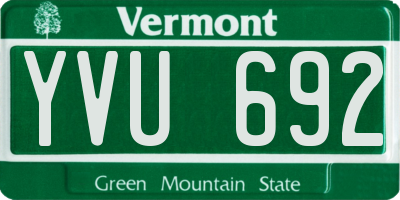 VT license plate YVU692