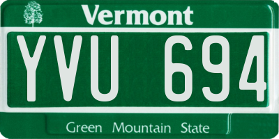 VT license plate YVU694