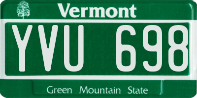 VT license plate YVU698