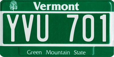 VT license plate YVU701