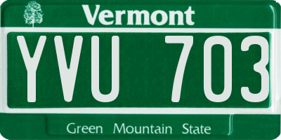 VT license plate YVU703