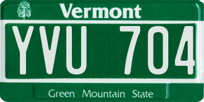 VT license plate YVU704