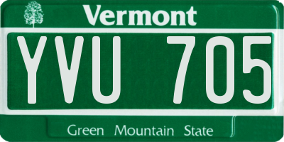 VT license plate YVU705