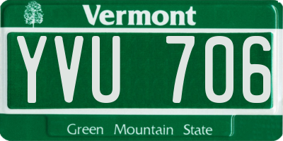 VT license plate YVU706