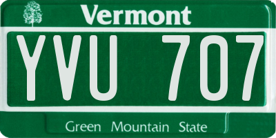 VT license plate YVU707