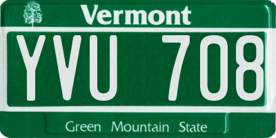 VT license plate YVU708