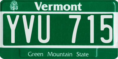 VT license plate YVU715