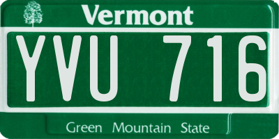 VT license plate YVU716