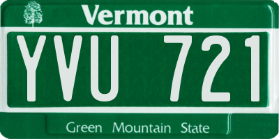 VT license plate YVU721