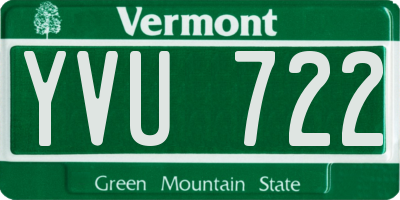 VT license plate YVU722