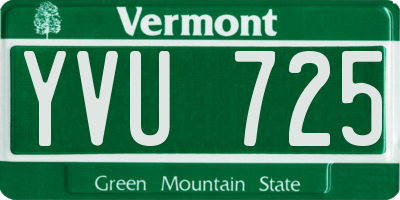VT license plate YVU725