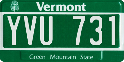 VT license plate YVU731