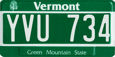VT license plate YVU734