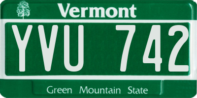 VT license plate YVU742