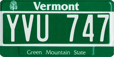 VT license plate YVU747