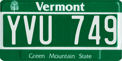 VT license plate YVU749
