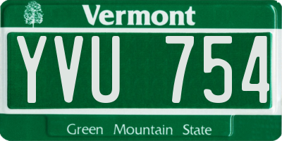 VT license plate YVU754
