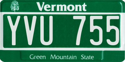 VT license plate YVU755