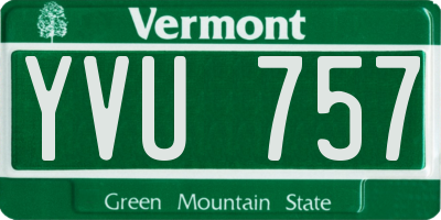 VT license plate YVU757