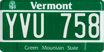 VT license plate YVU758