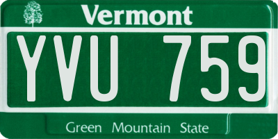VT license plate YVU759