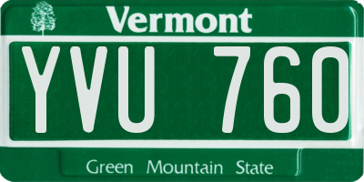VT license plate YVU760