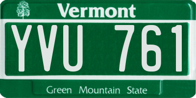 VT license plate YVU761