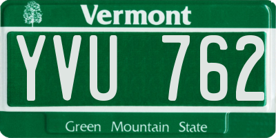 VT license plate YVU762