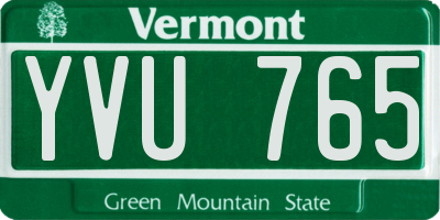 VT license plate YVU765