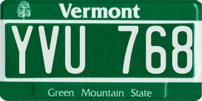 VT license plate YVU768