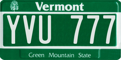 VT license plate YVU777