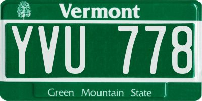 VT license plate YVU778