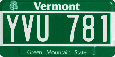 VT license plate YVU781