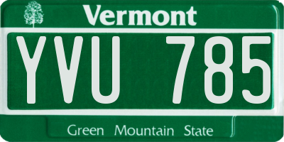 VT license plate YVU785