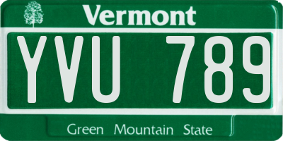 VT license plate YVU789