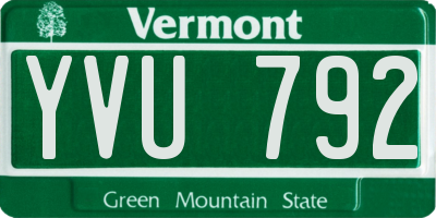 VT license plate YVU792