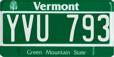 VT license plate YVU793