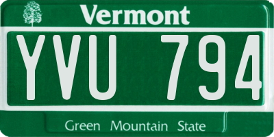 VT license plate YVU794