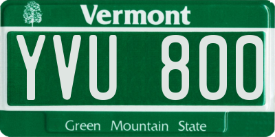 VT license plate YVU800