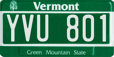 VT license plate YVU801